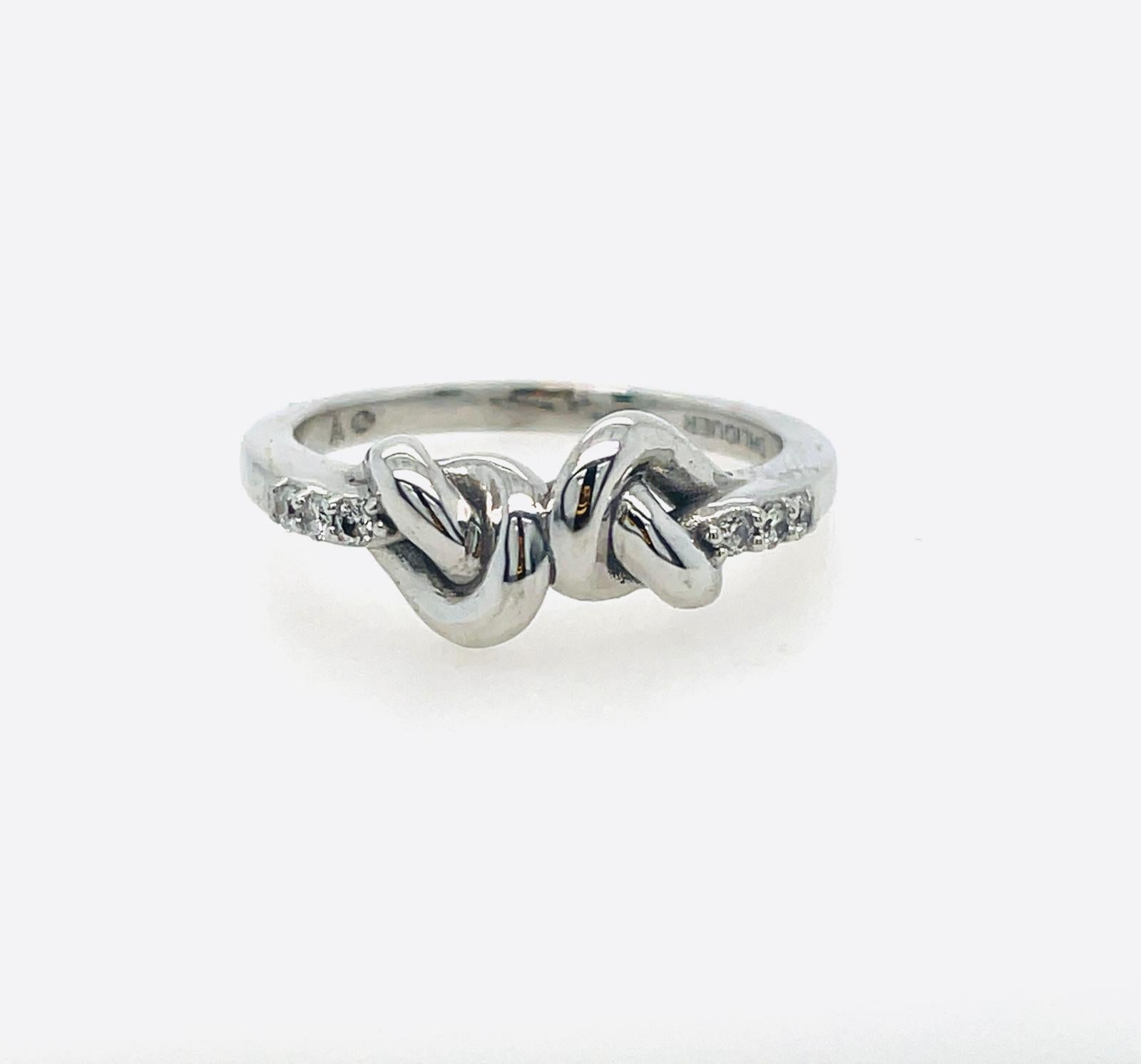For Sale:  Double knot band in 18ct white gold with diamonds  4