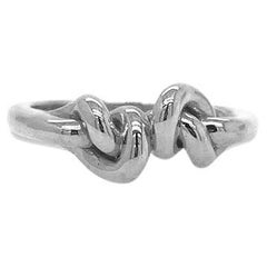 Anillo Nudo Doble "Olvídate de Mí" en Oro Blanco de 18 ct