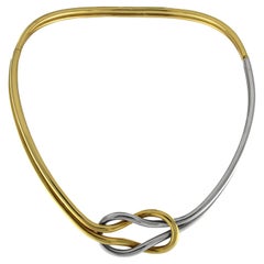 Double Knot Necklace in Yellow and White 18 Karat Gold