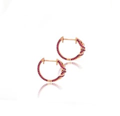 Double Knot Ruby set 18k Gold Huggies Hoop Earrings