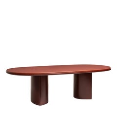 Double L Amarone Red Lacquered Base & Terracotta Lacquered Top Dining Table