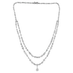 Double Layer 24.89ct SI/H Mixed Cut Diamond 18k White Gold Necklace