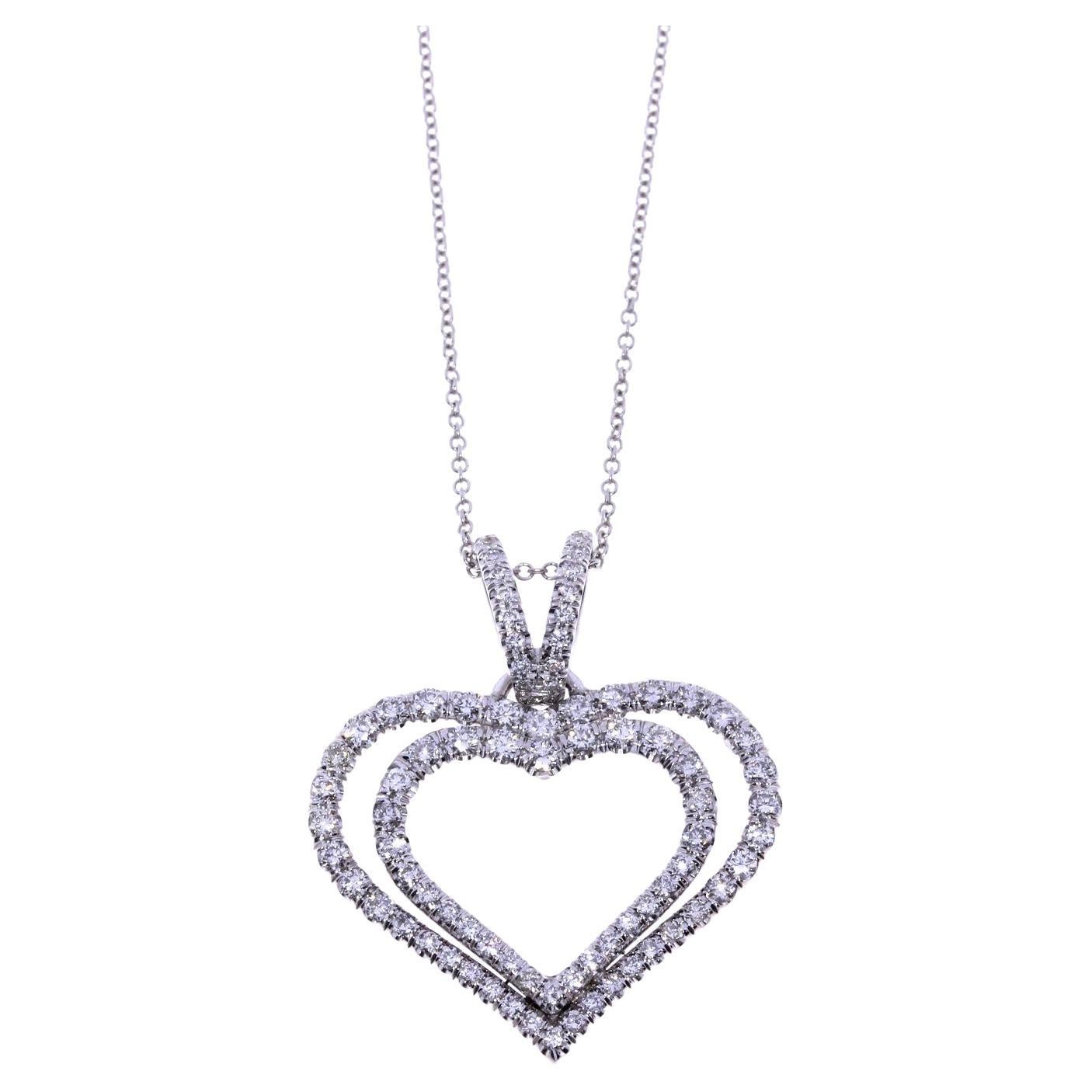 Double Layer Diamond Heart Pendant For Sale