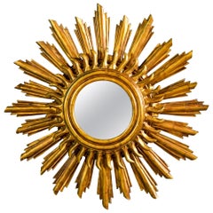 Double Layer Giltwood Sunburst Mirror