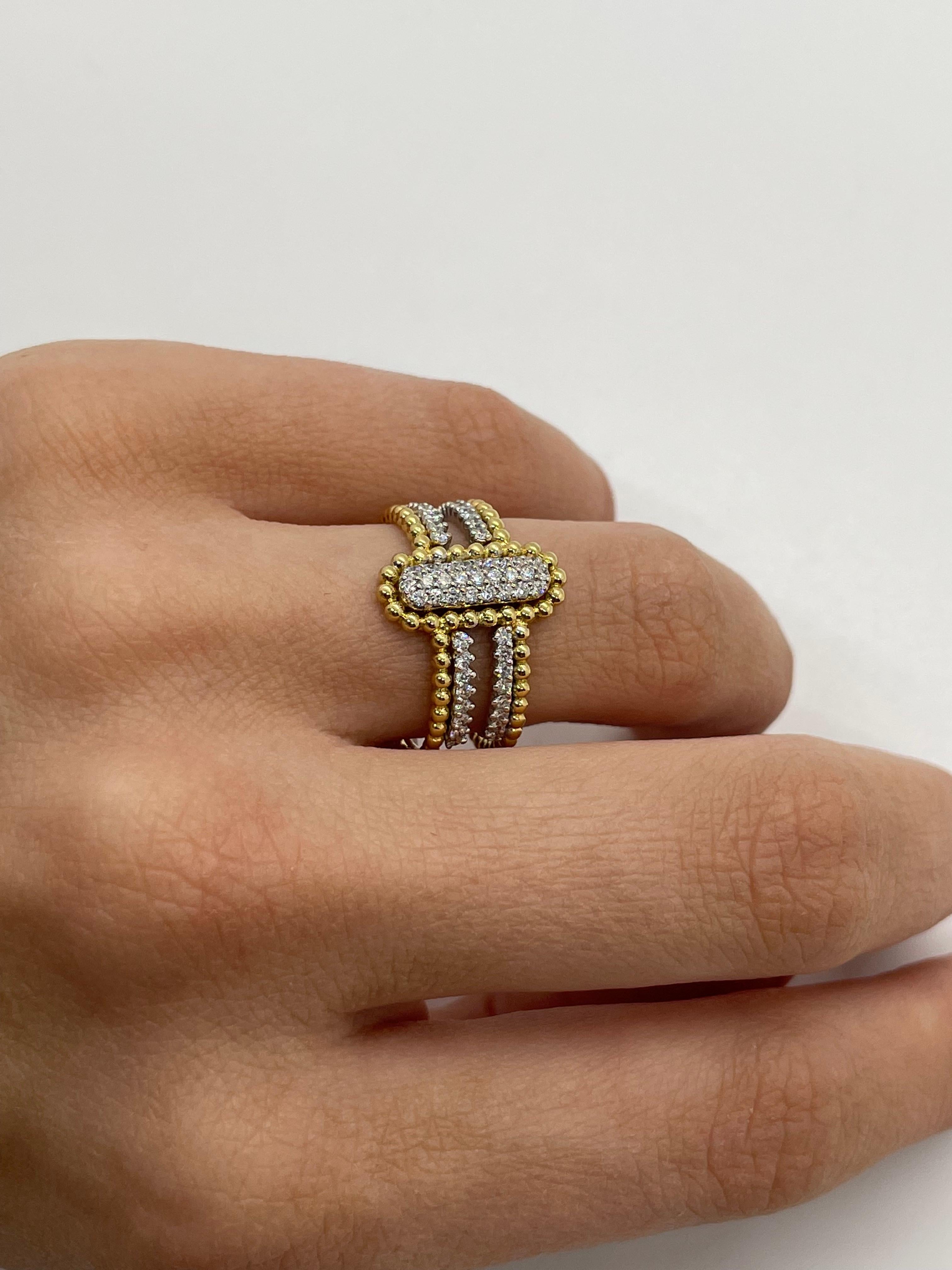 For Sale:  Double Layer Yellow Gold & Diamond Ring 3