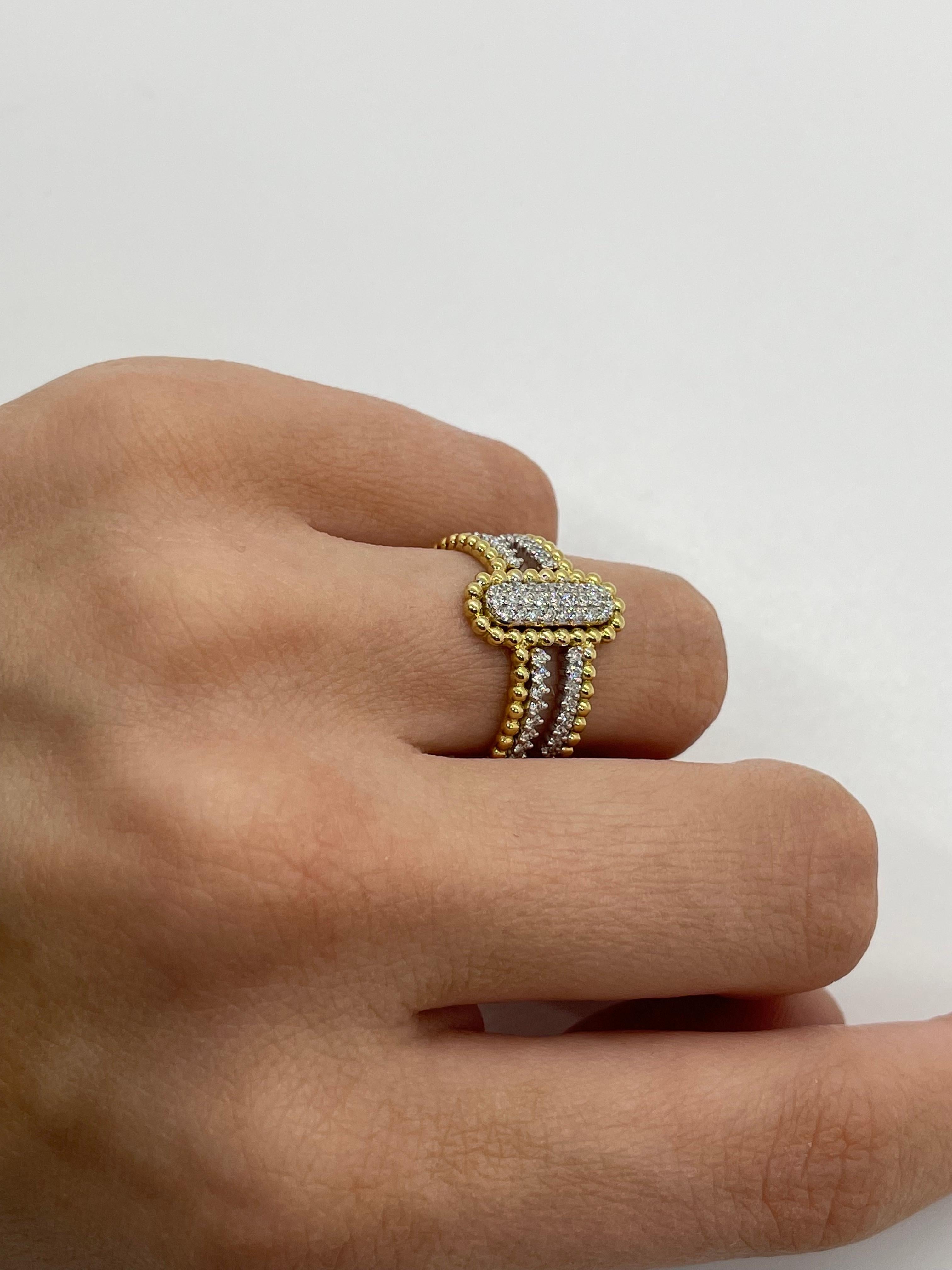 For Sale:  Double Layer Yellow Gold & Diamond Ring 4