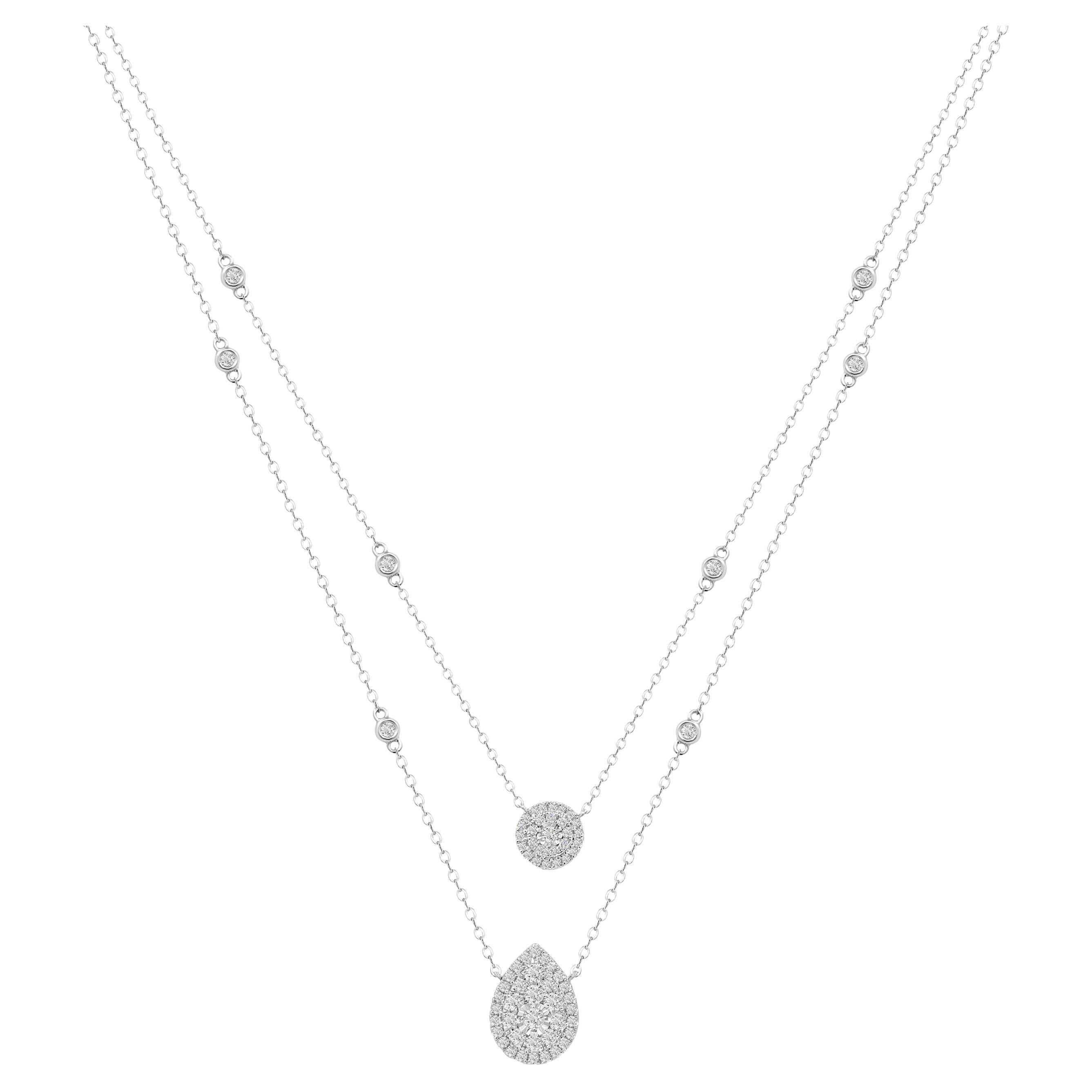 Double-Layered Round & Pear Illuminate Stack Necklace by Rupali Adani Fine Jewel