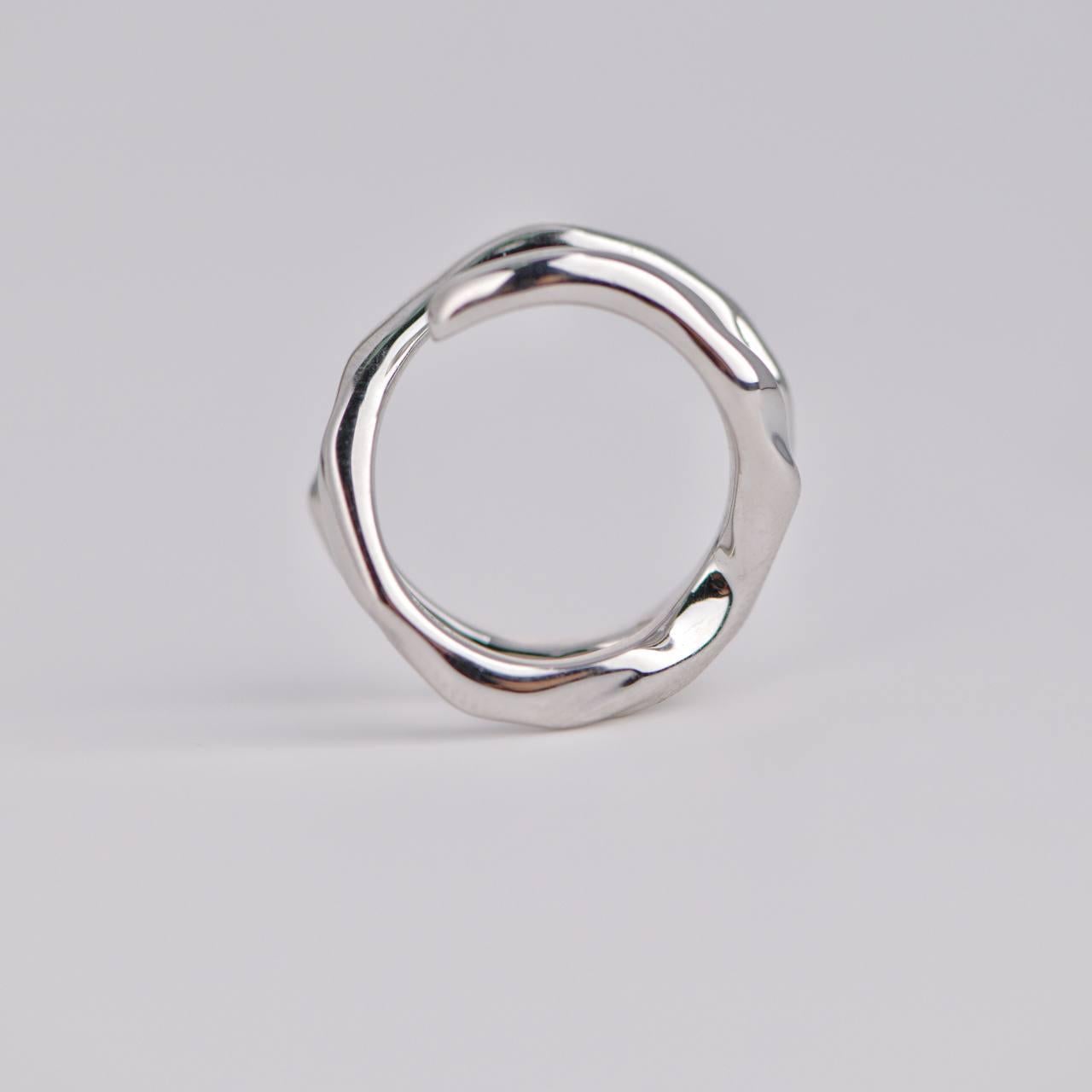 Double-layered Silver Open Ring  For Sale 1
