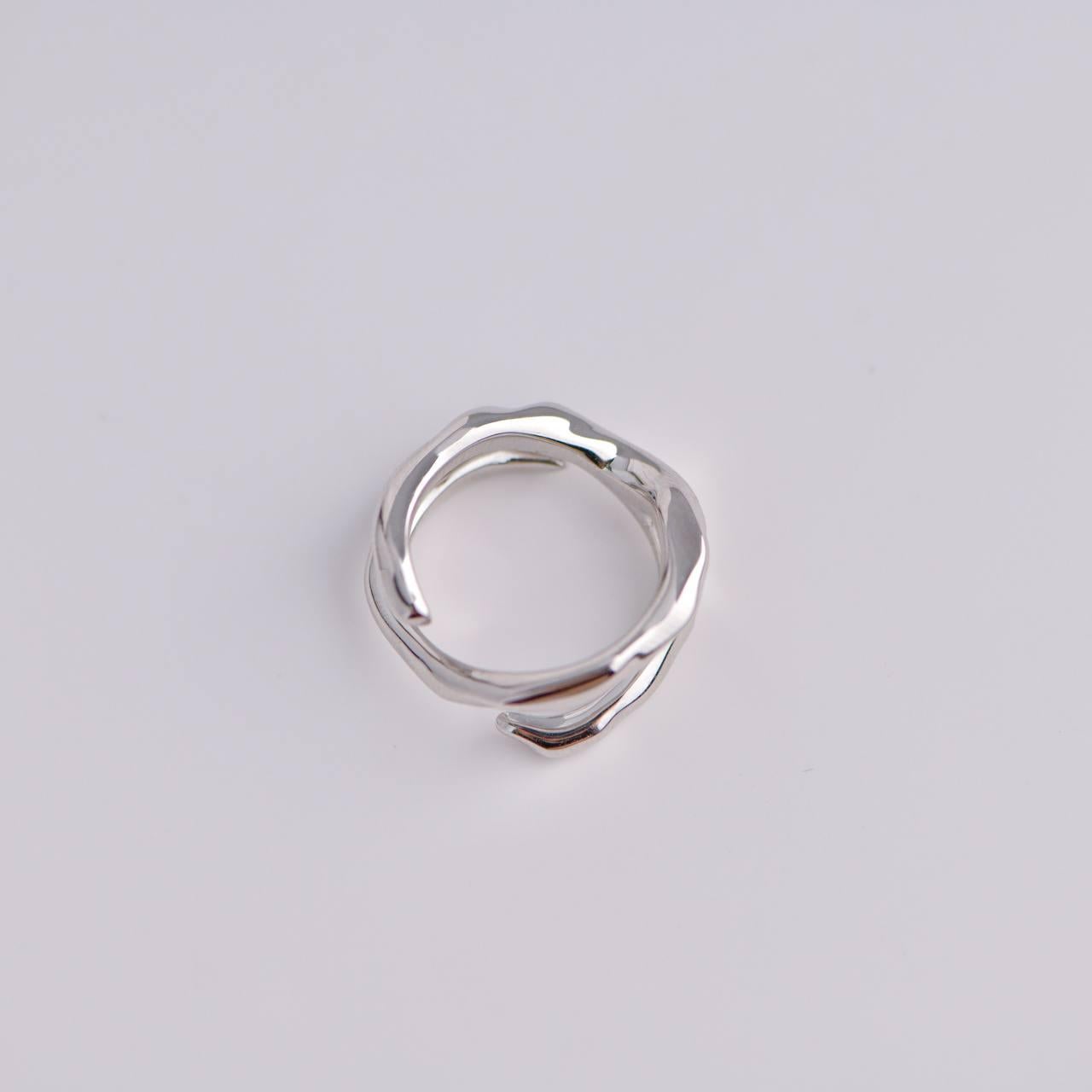 Double-layered Silver Open Ring  For Sale 3