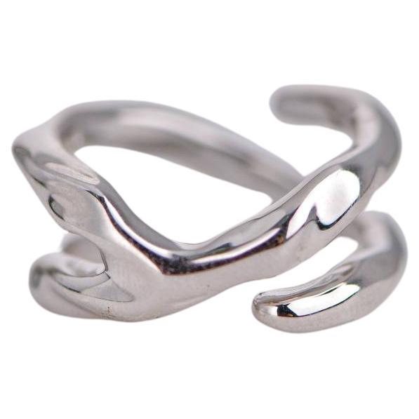 Double-layered Silver Open Ring  For Sale