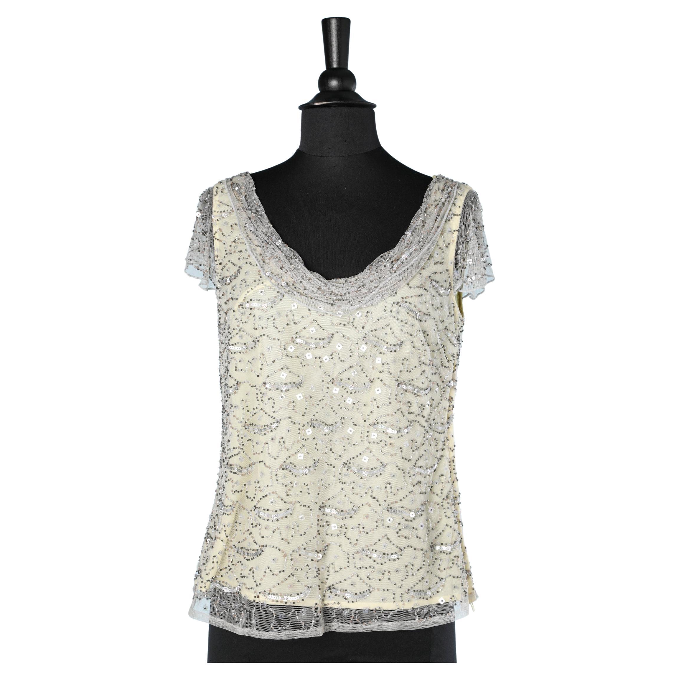 Double layes top with sequins and beads  embroidered Un jour ailleurs  For Sale