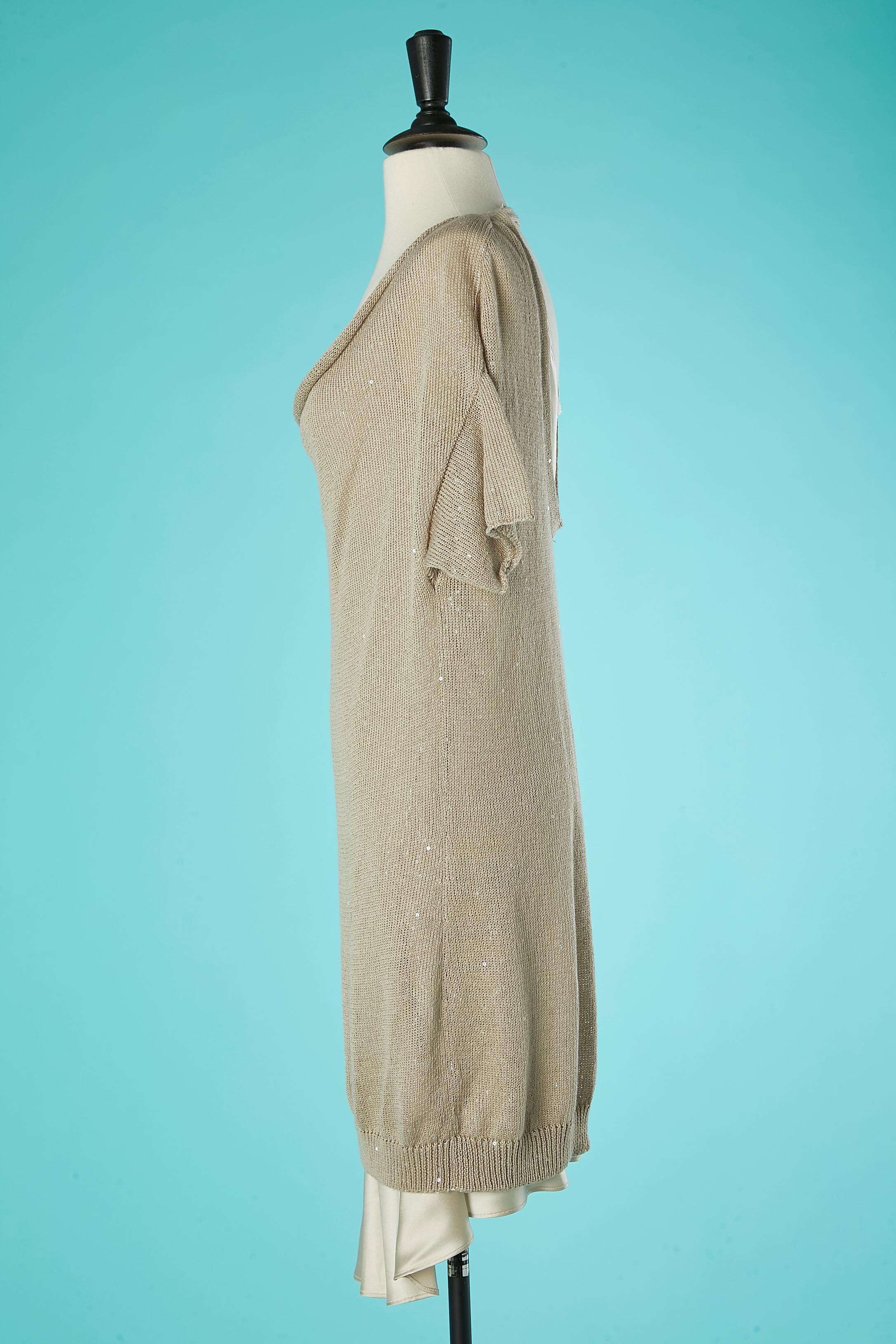 Women's Double lays dress in linen knit and silk Brunello Cucinelli  For Sale