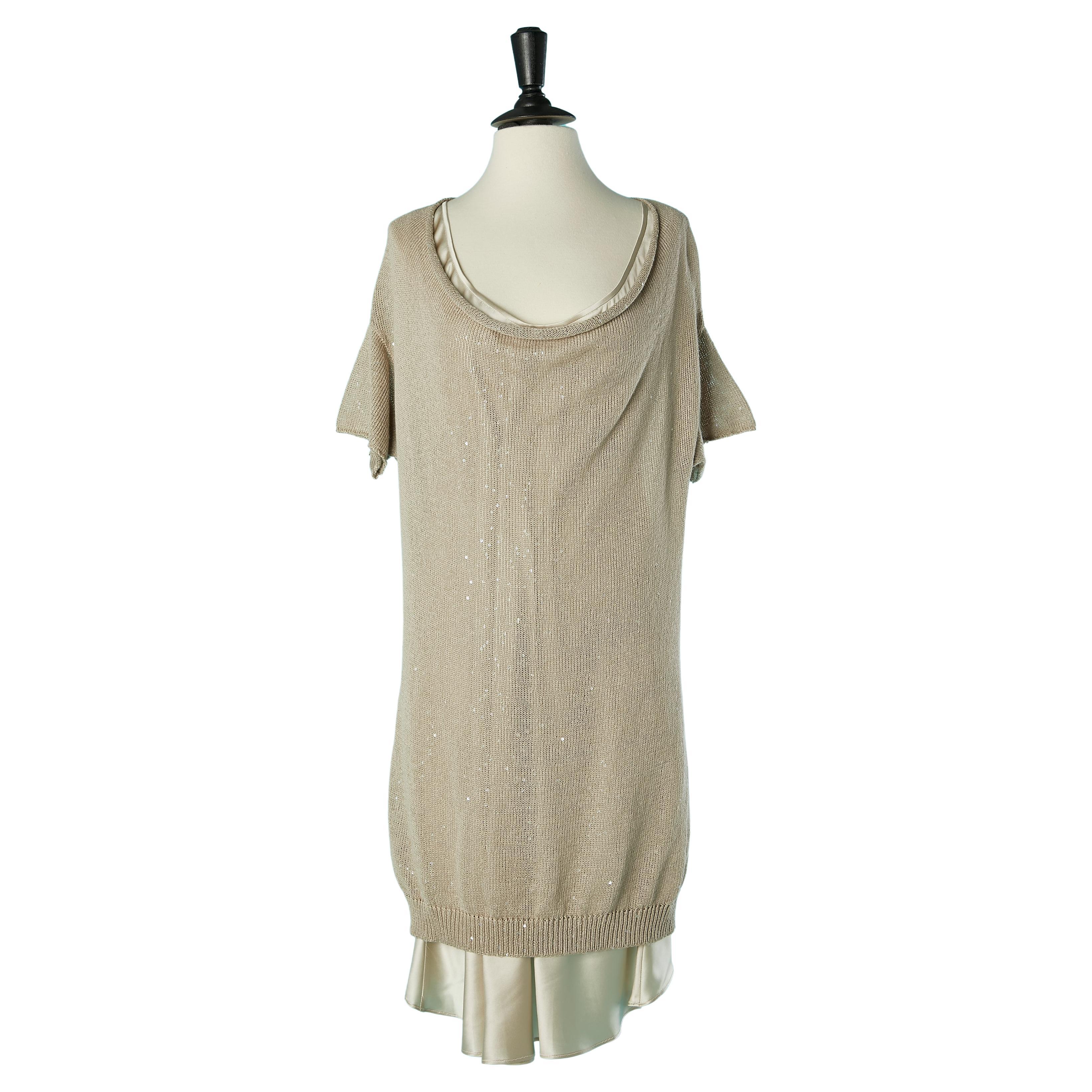 Double lays dress in linen knit and silk Brunello Cucinelli 