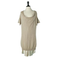 Double lays dress in linen knit and silk Brunello Cucinelli