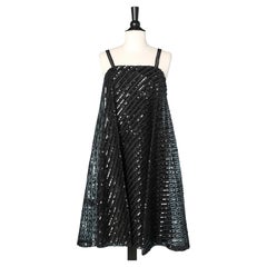 Double lays Kleid mit Oberteil aus schwarzem Lay in schwarzem Pailletten Bill Blass für Maurice Rentner