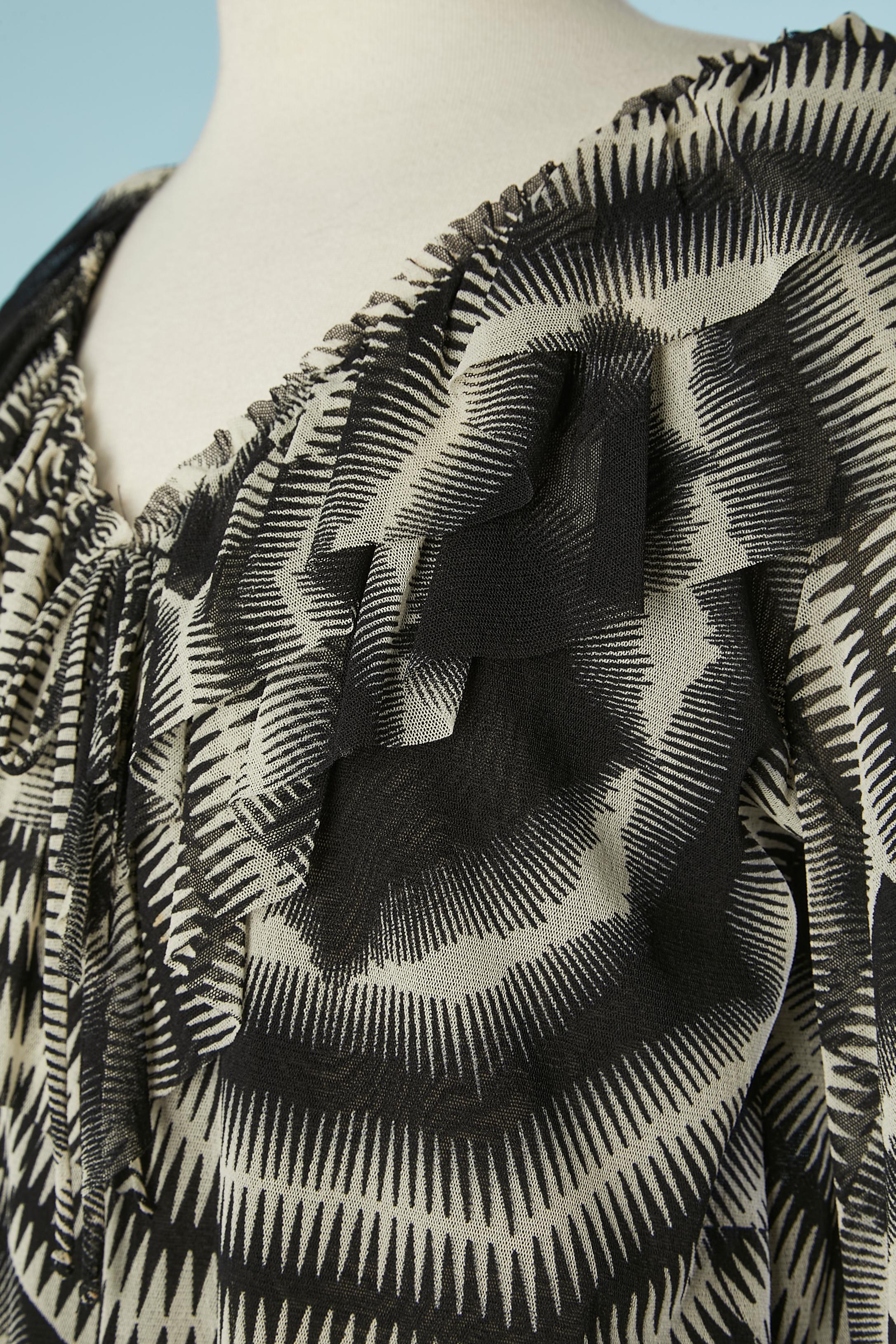 Tunique en tulle de nylon à double épaisseur avec motif graphique Jean-Paul Gaultier Soleil  Excellent état - En vente à Saint-Ouen-Sur-Seine, FR