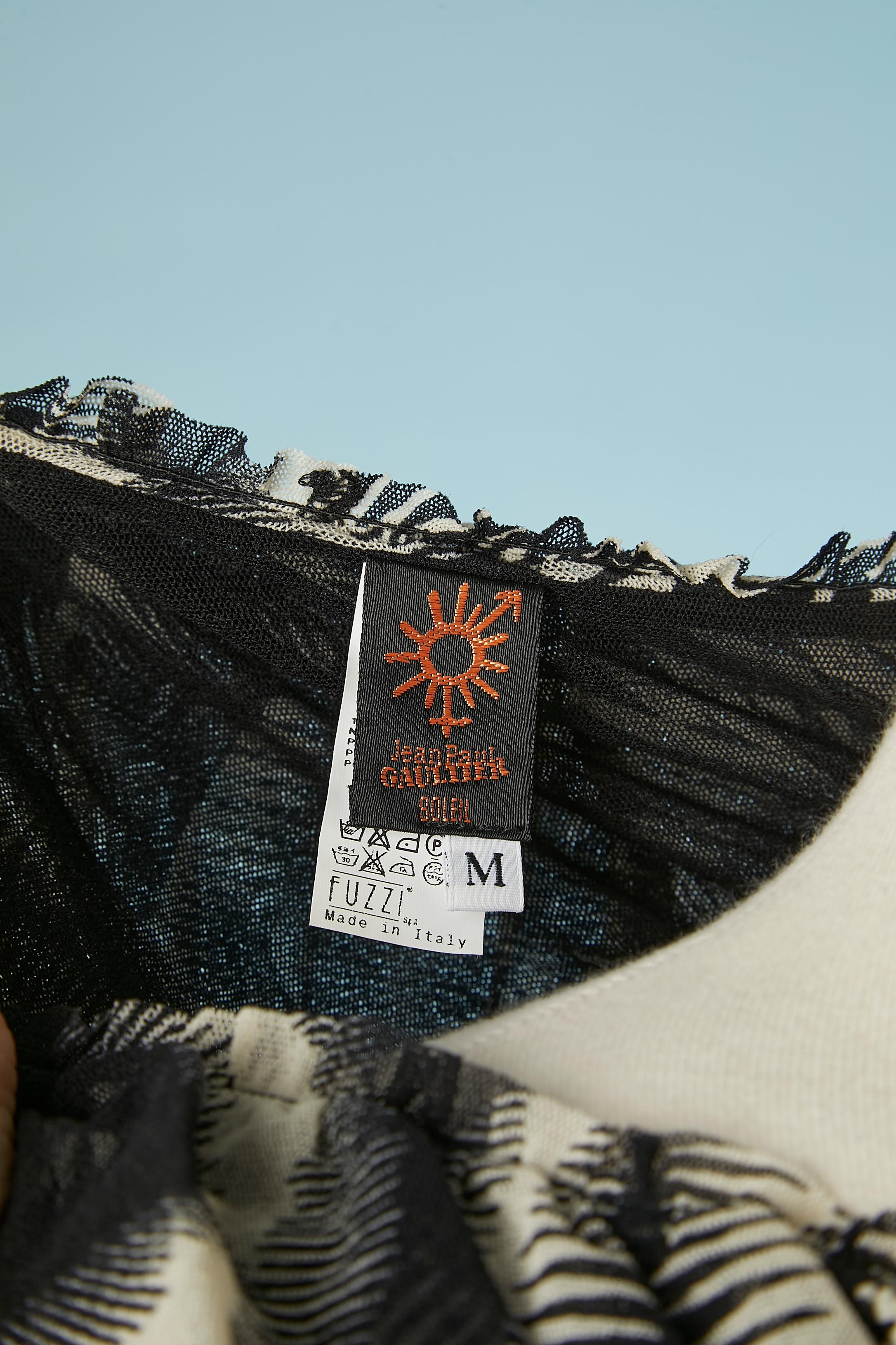 Tunique en tulle de nylon à double épaisseur avec motif graphique Jean-Paul Gaultier Soleil  en vente 2