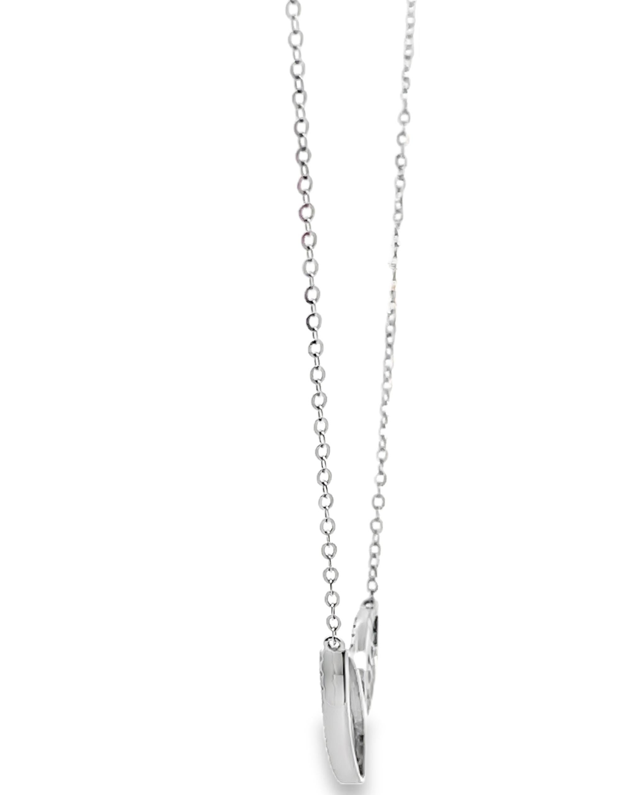 Asymmetrische Doppelblatt-Halskette mit Saphiren und Diamanten aus 14 Karat Weißgold (Rundschliff) im Angebot