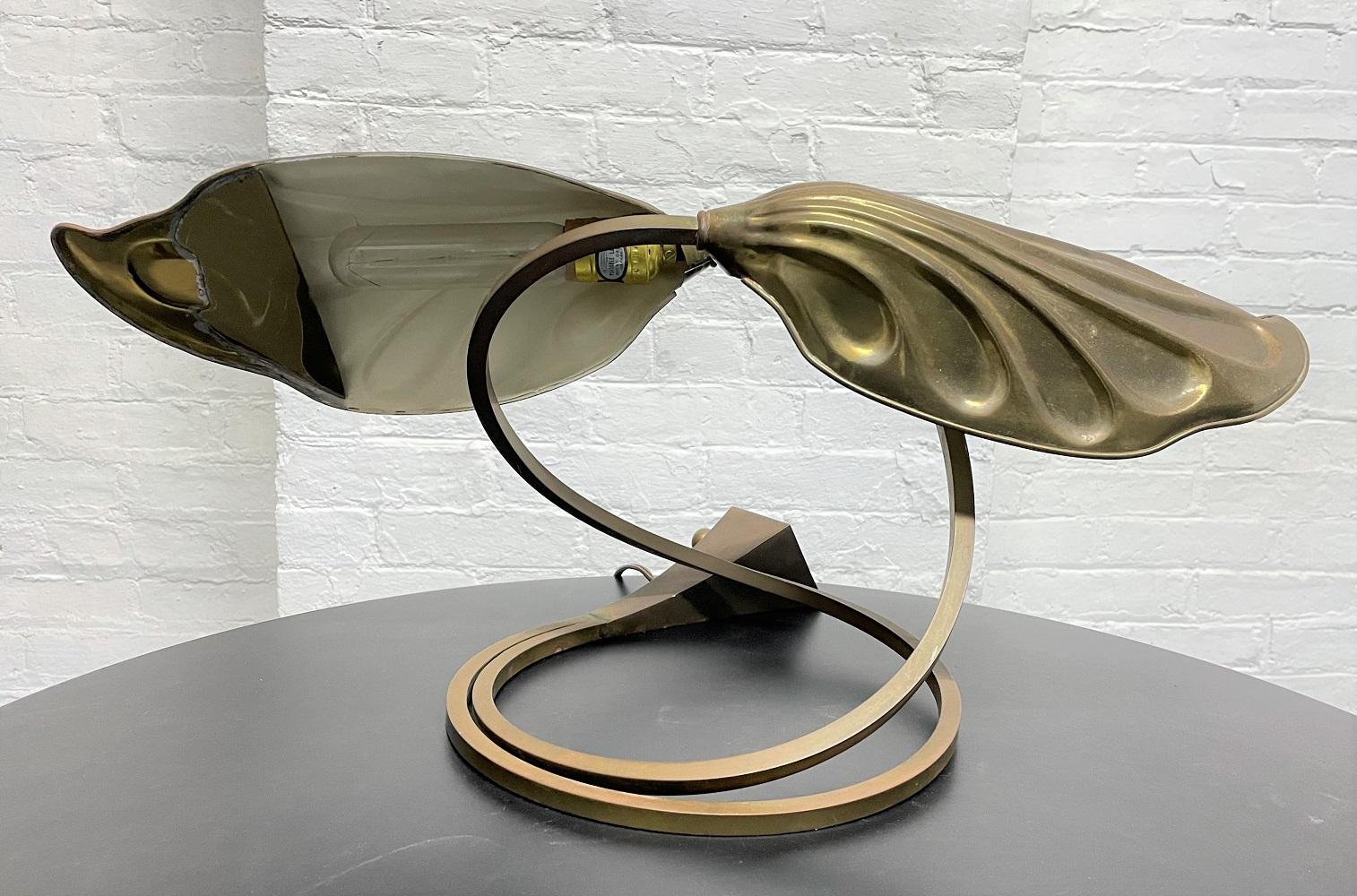 Double leaf brass lamp by Tomasso Barbi for Carlos Giorgi.