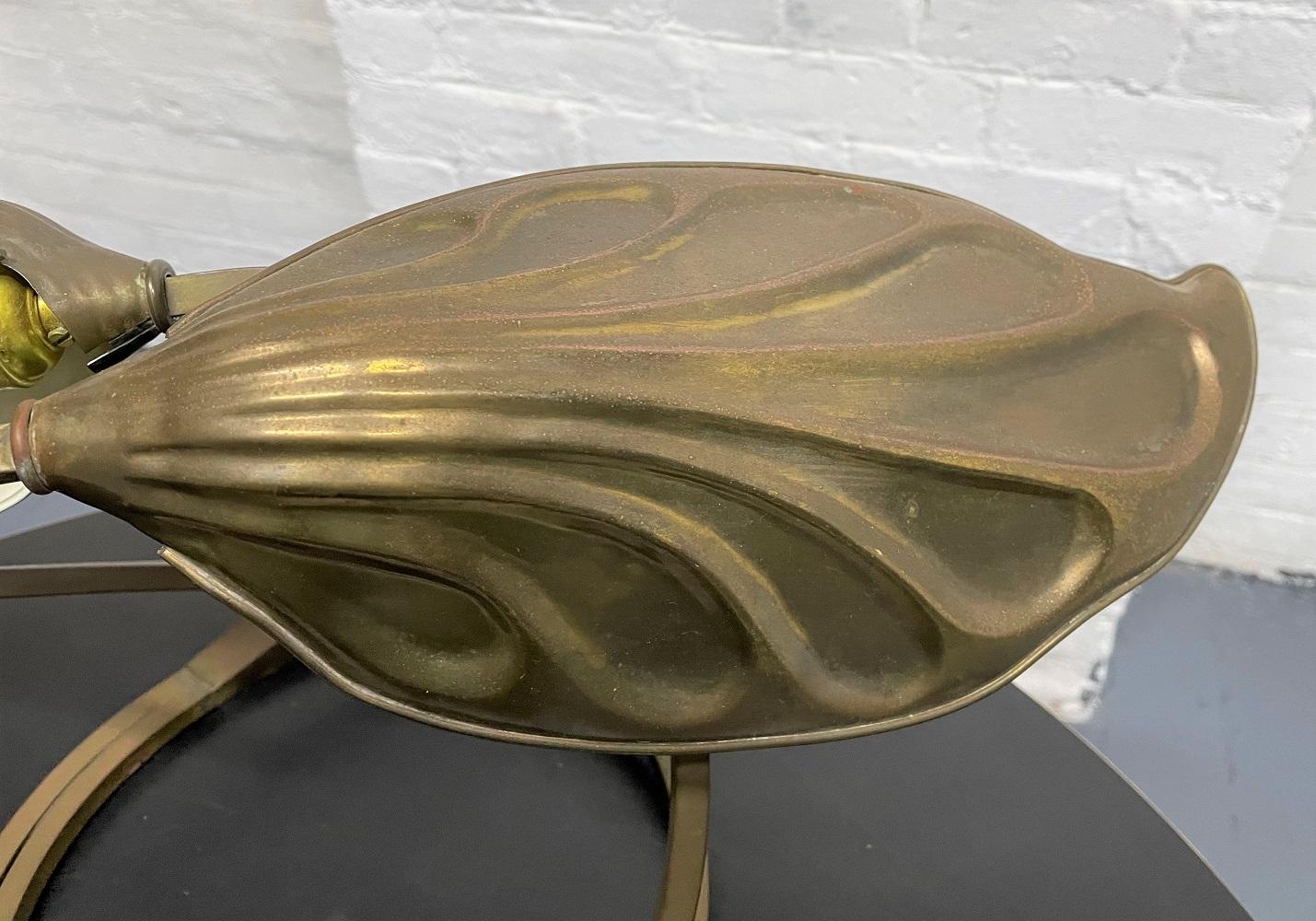 Italian Double Leaf Brass Lamp by Tomasso Barbi for Carlos Giorgi For Sale