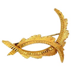 Antique Double Leaf Brooch/Pin Gold Plated