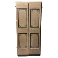 Double-leaf door in lacquered wood, painted panels, Italy