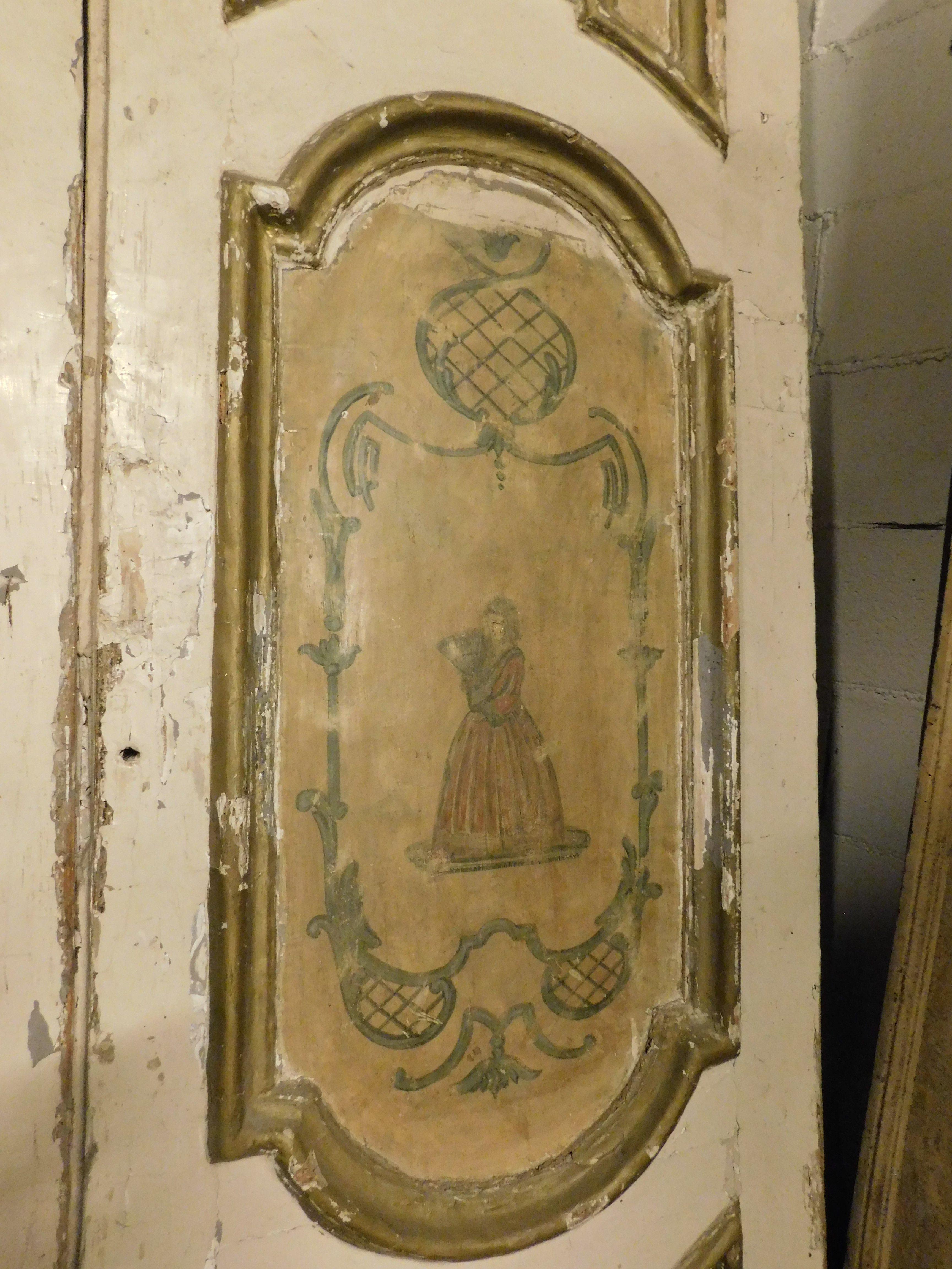 Porta a due ante, dipinta e laccata, proveniente da Napoli, Italia in vendita 4