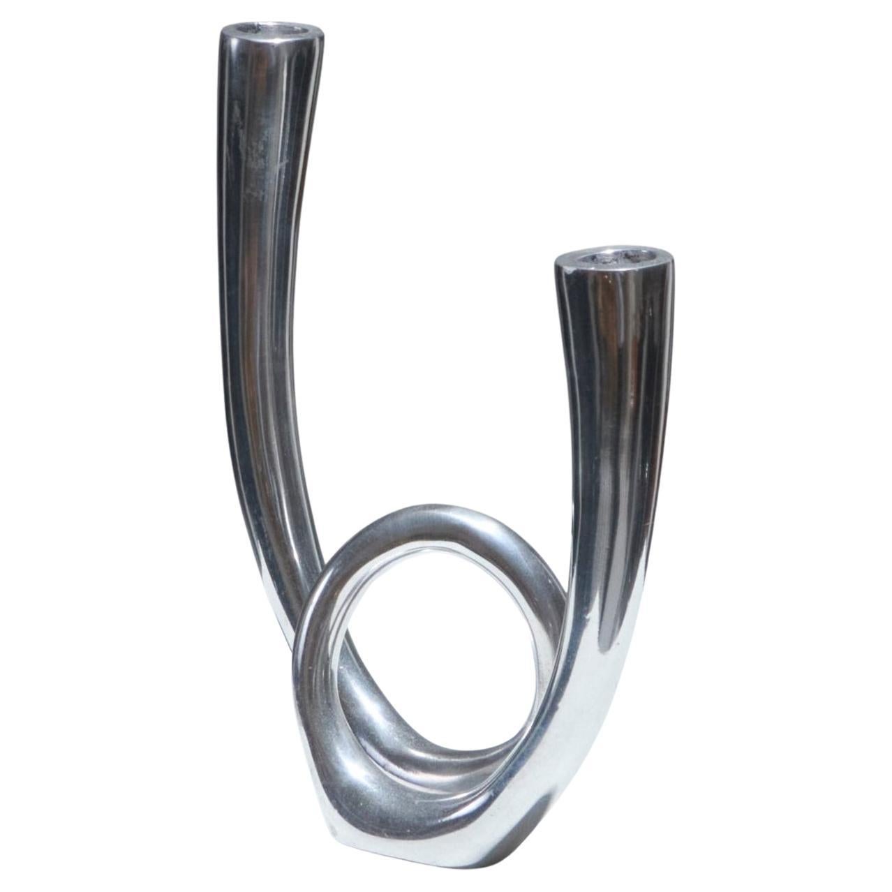 Double-Light Candlestick in Aluminum, 1980s For Sale