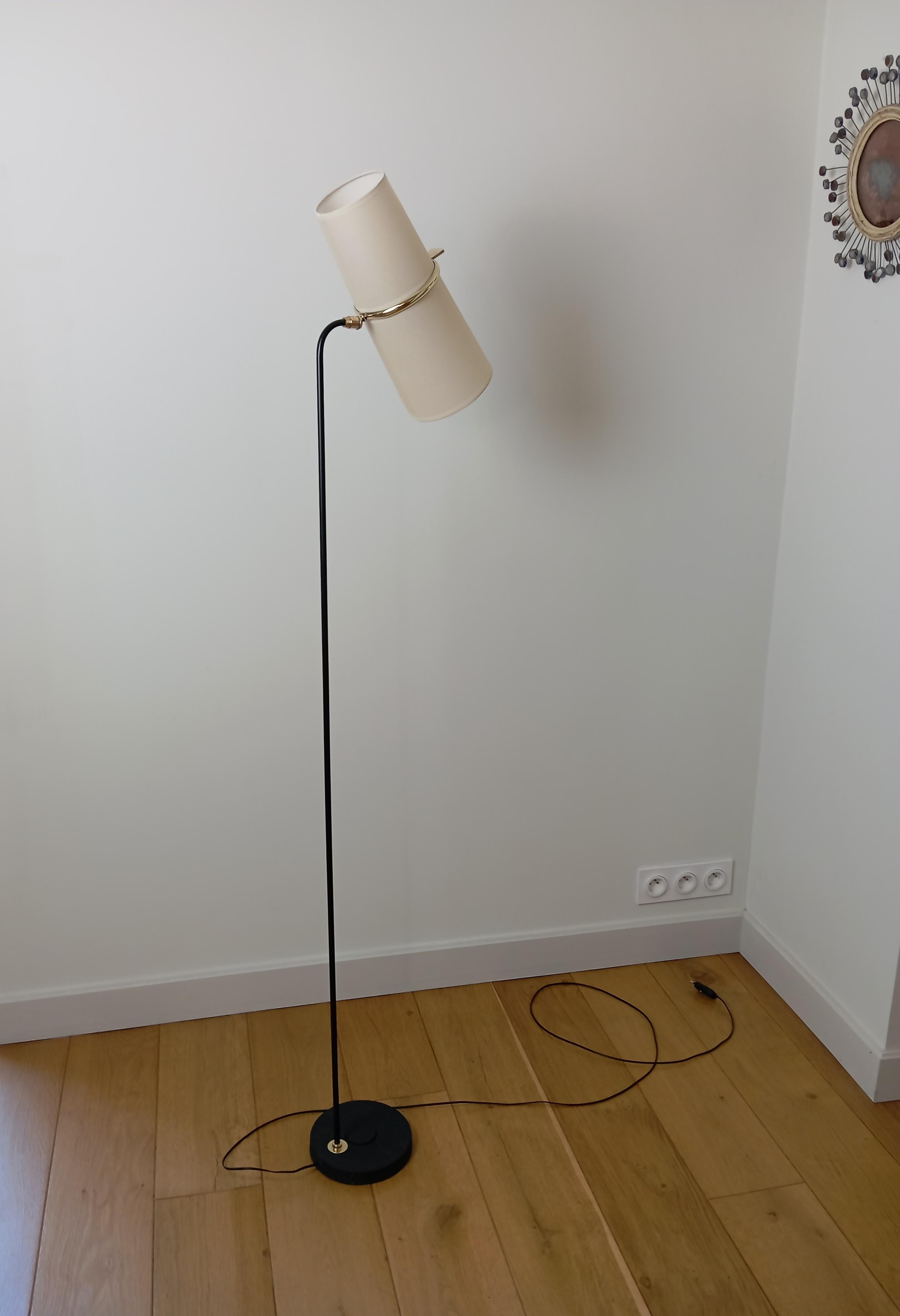 Métal Lampadaire à double éclairage, R. Lunel circa 1950 en vente