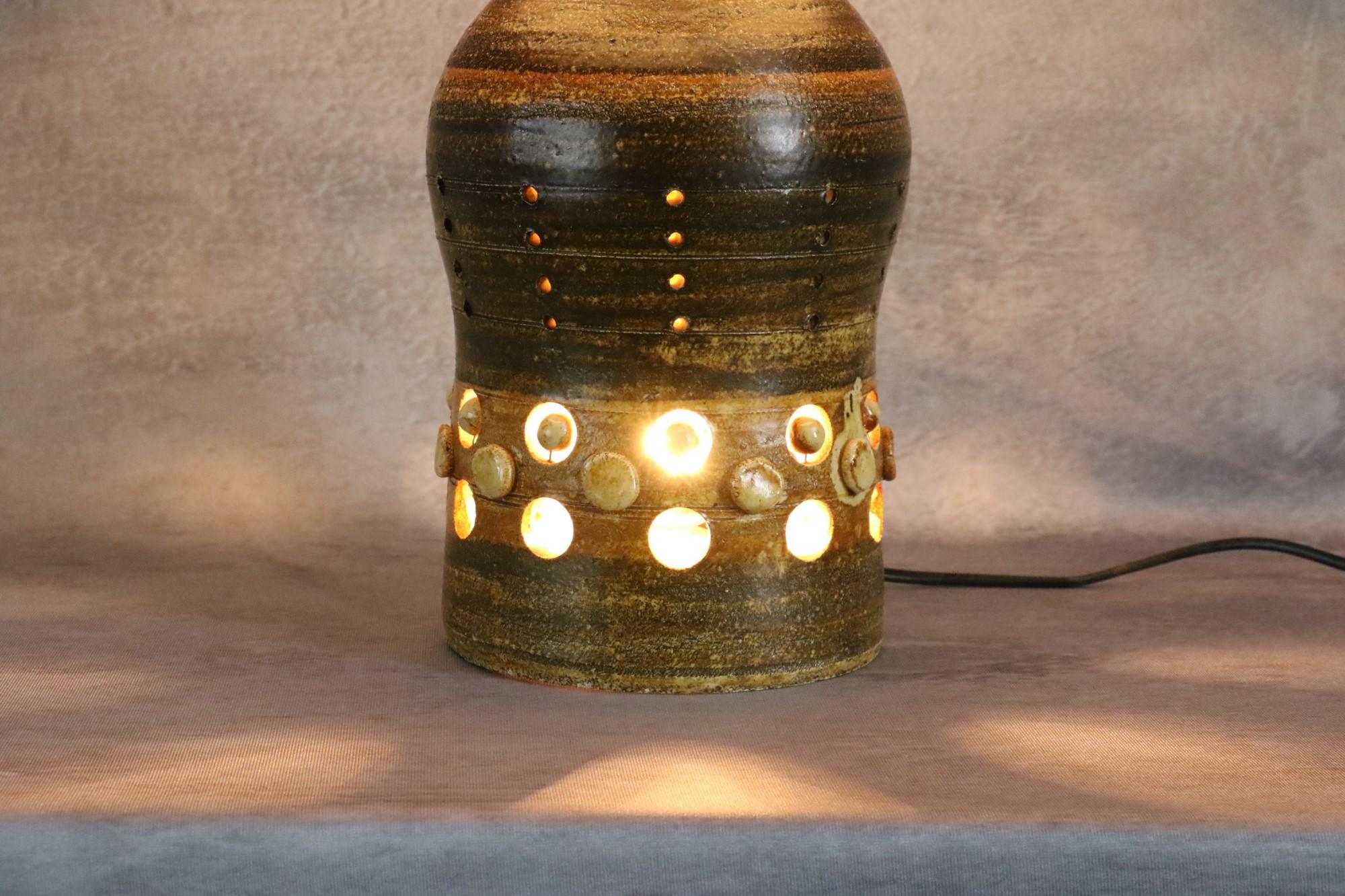Double Lighting French Ceramic Lamp by Georges Pelletier, 1970s For Sale 5