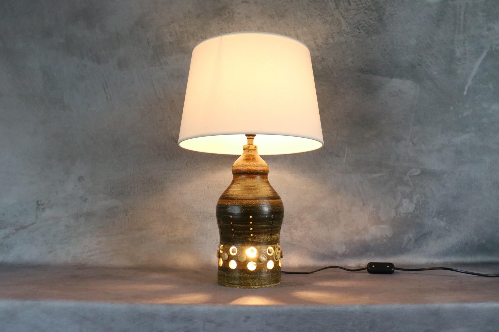 Double Lighting French Ceramic Lamp by Georges Pelletier, 1970s For Sale 2