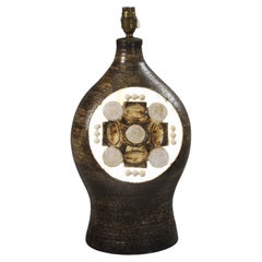 Double lighting lamp base in ceramic by Georges Pelletier, 1970s