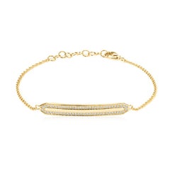 Pulsera Doble Línea Diamantes Barra Oro Amarillo 14K
