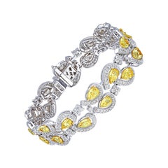 Double Line Fancy Yellow Pear Bracelet, 12.50 Carat