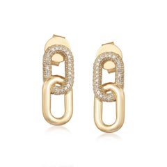 Double Link 14K (or 18k upon request) Yellow Gold Chain Earrings