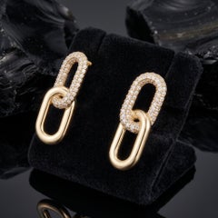 Double Link 14K (or 18k upon request) Yellow Gold Chain Earrings