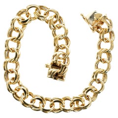 Double Link 14k Yellow Gold Charm Bracelet