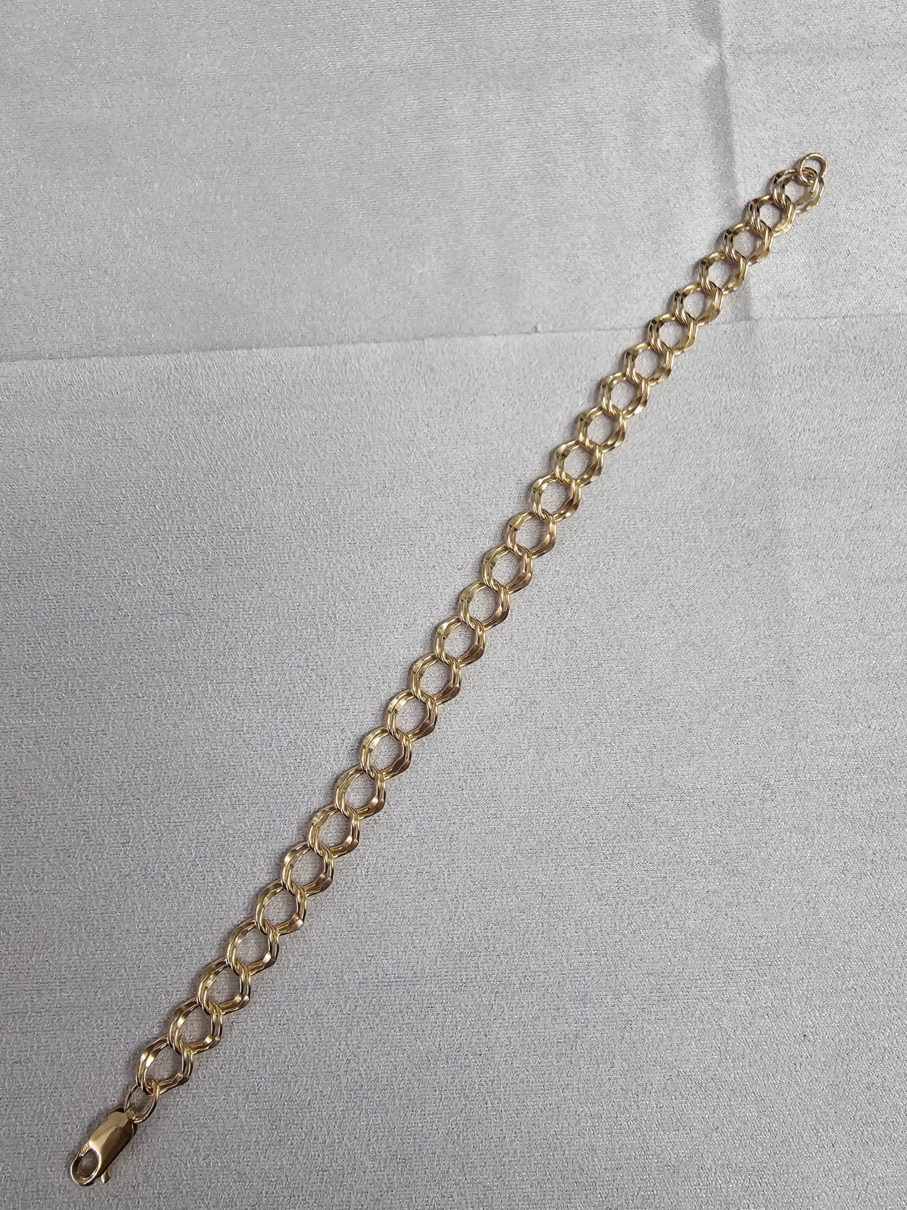 da uomo o donna Double Link Charm Bracelet 14k Yellow Gold in vendita