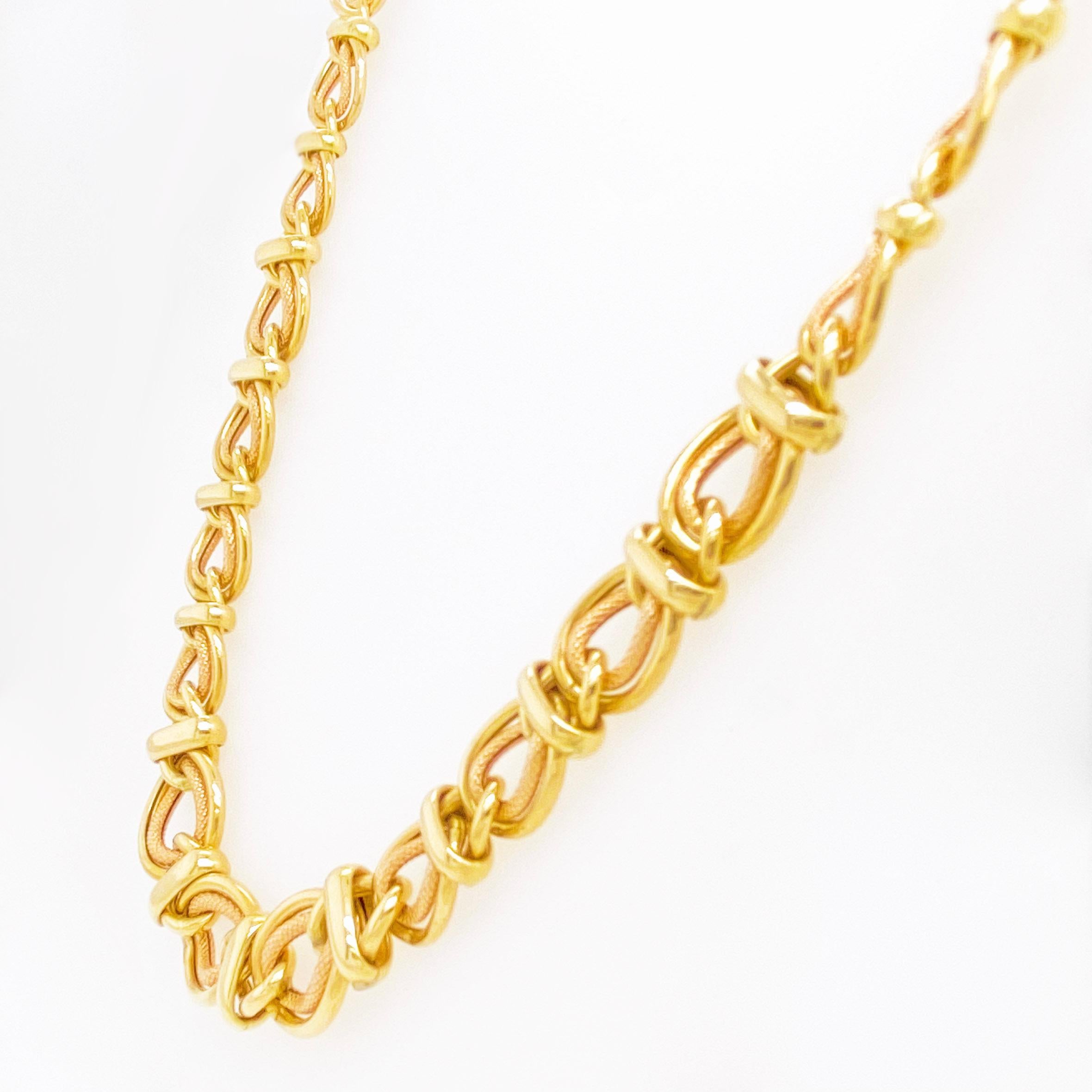 Double Link Choker Kette Halskette, 14 Karat Gelbgold, Seemanns Knoten (Kunsthandwerker*in) im Angebot