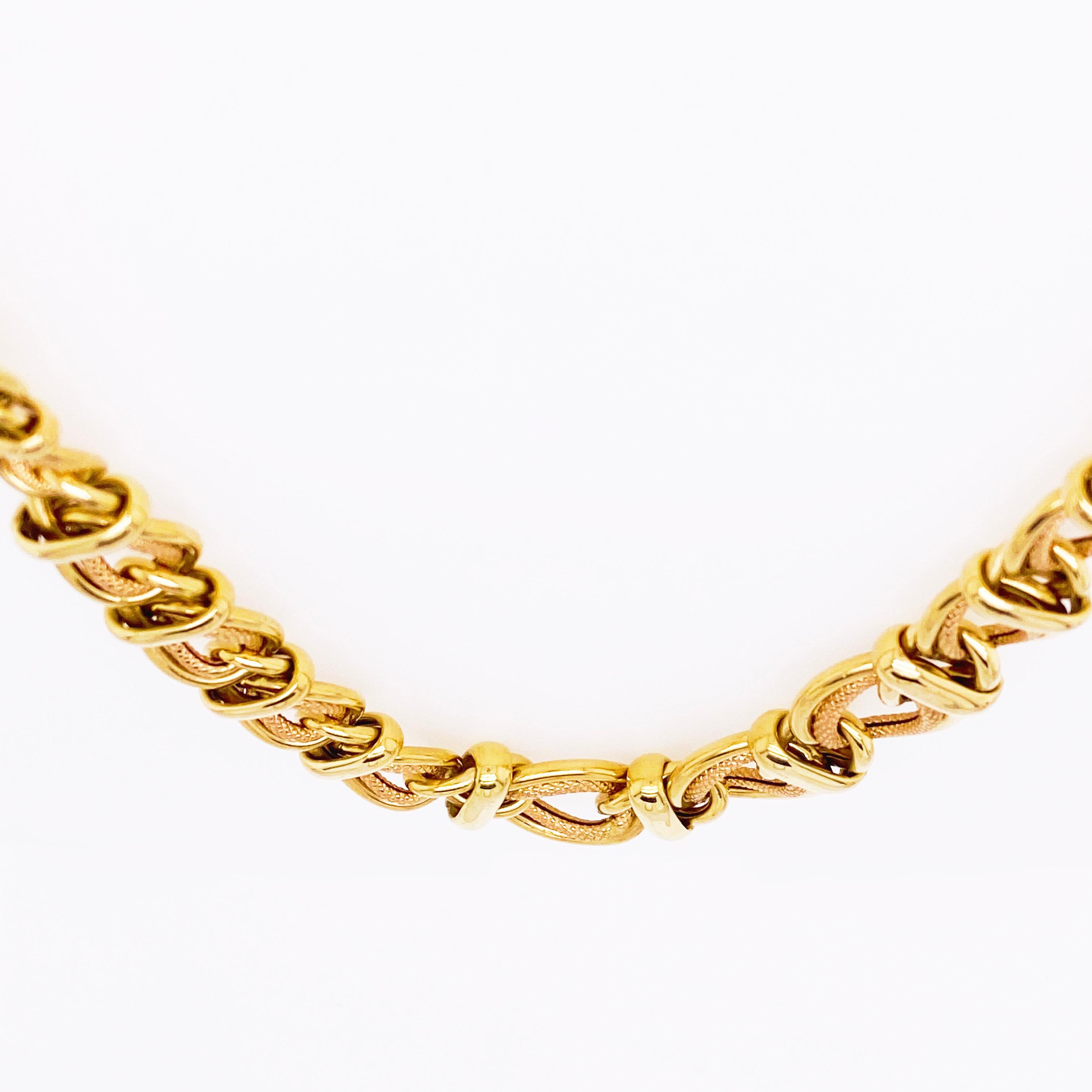 Collier ras du cou à double maillon en or jaune 14 carats, nœud de marin Pour femmes en vente