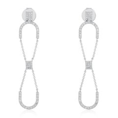 Double Link Drop 14K (or 18k upon request) White Gold Diamond Chain Earrings