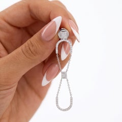 Double Link Drop 14K (or 18k upon request) White Gold Diamond Chain Earrings