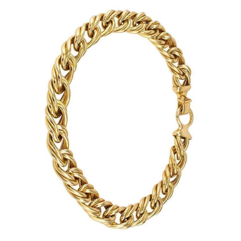 Contemporary Double Link Gold Necklace