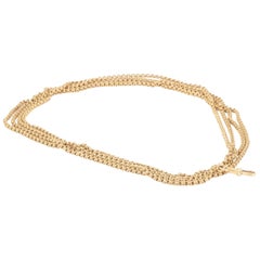 Double Link Long Chain Necklace in 18 Karat Yellow Gold, French, circa 1890