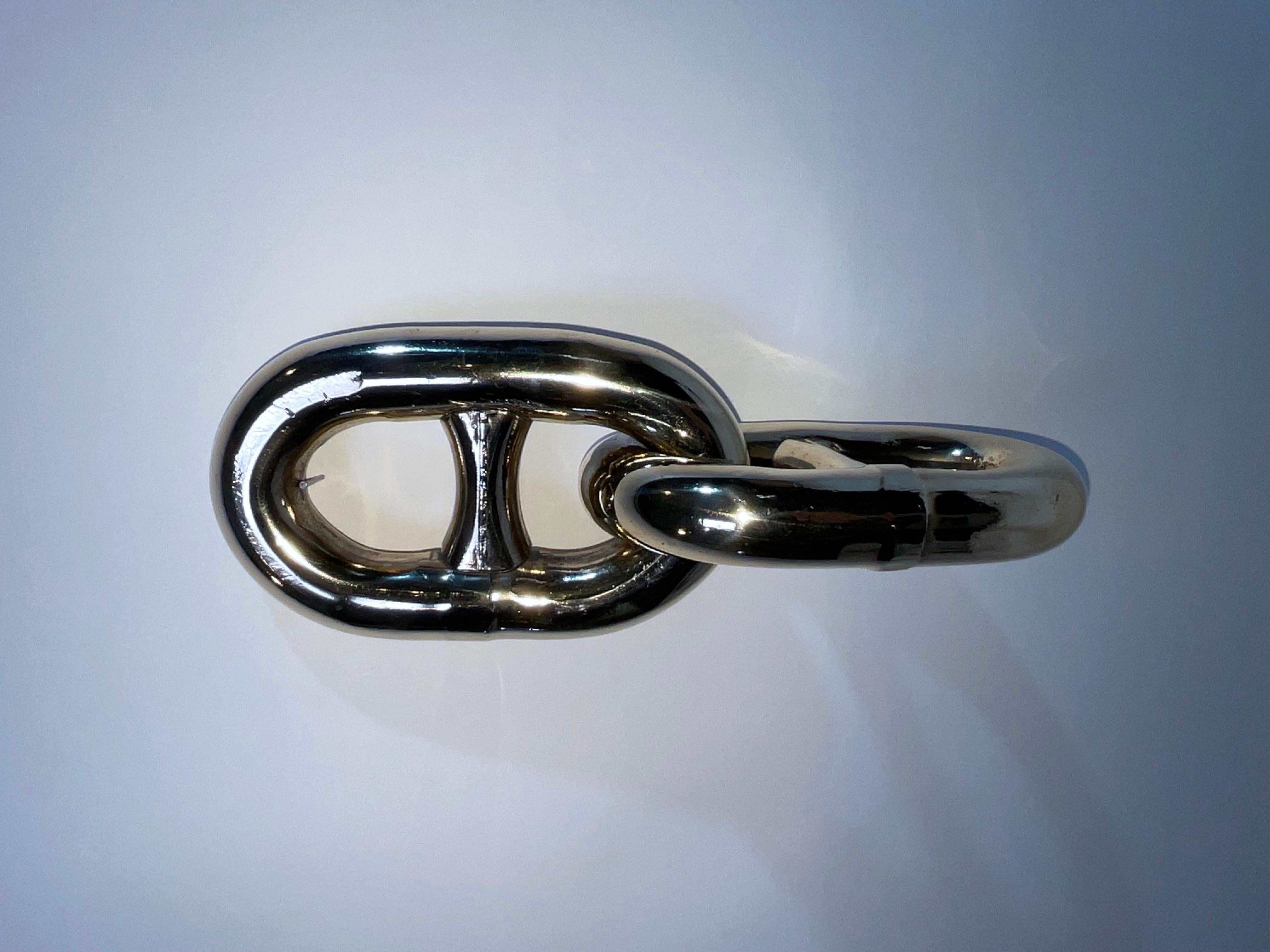 Double Link of Highly Polished Stud Link Chain In Good Condition For Sale In Norwell, MA