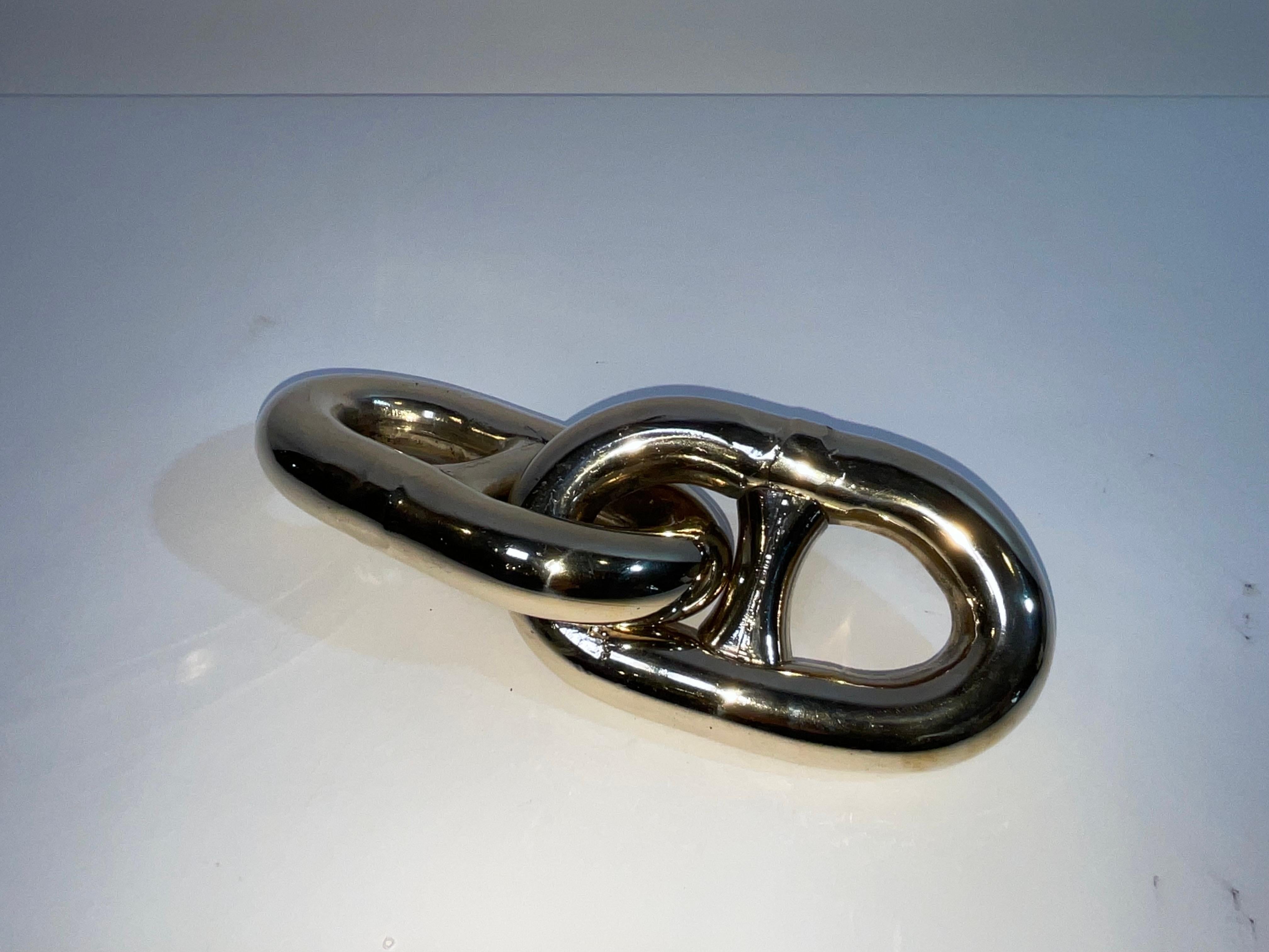 Late 20th Century Double Link of Highly Polished Stud Link Chain For Sale