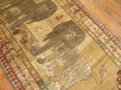 Zabihi Collection Double Lion Vintage Turkish Gallery Size Runner