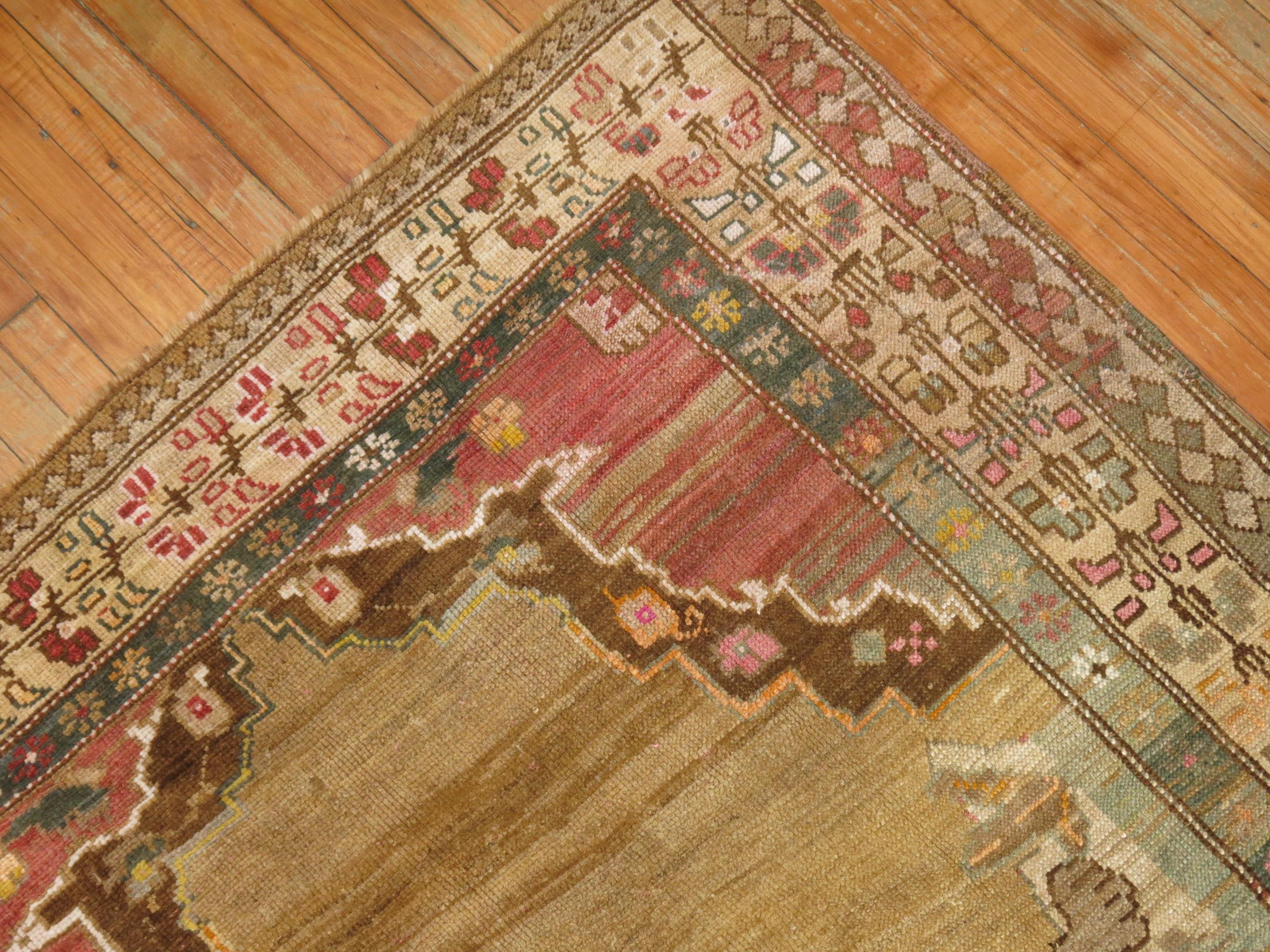 Zabihi Collection Double Lion Vintage Turkish Gallery Size Runner Lana en venta