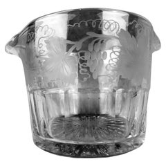 Double Lipped Wine Rinser with Engraved Grapes and Leaves, 19th Century