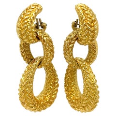 Double Loop Dangle Earrings 18K Yellow Gold